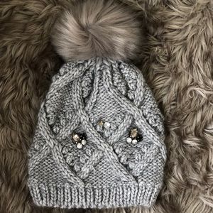 Winter wool knit hat with Pom Pom